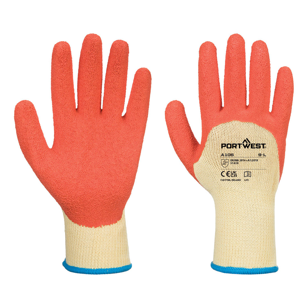 A105 - Grip 10 Latex 3/4 Dipped Glove Yellow/Orange