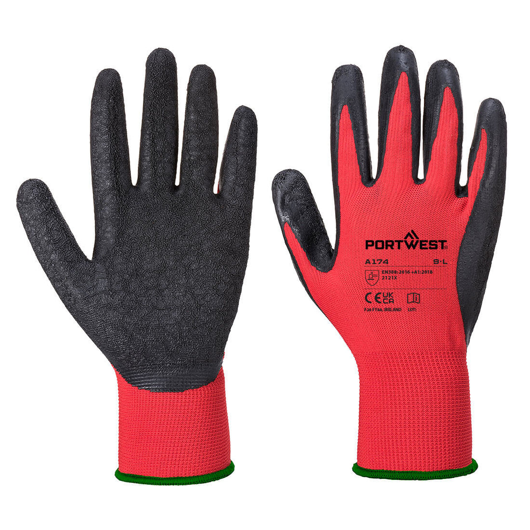 A174 - Grip 13 Latex Crinkle Glove Red/Black