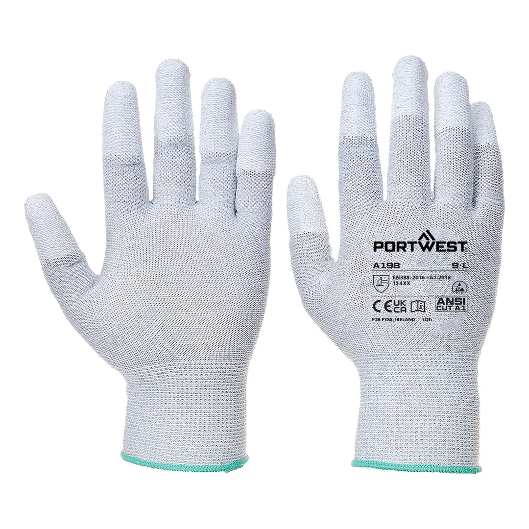 A198 - ESD 13 PU Fingertip Glove Grey