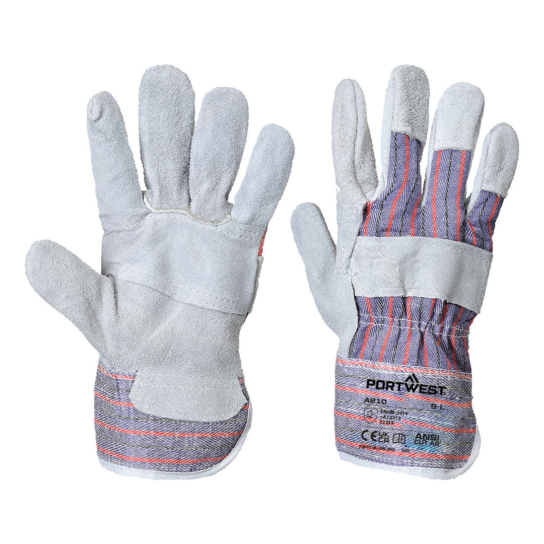 A210 - Leather Rigger 260 Cow Split Palm Bar Glove Grey