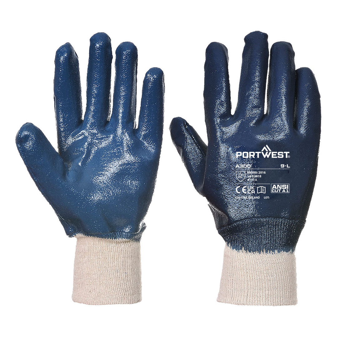 A300 - Grip 12 Nitrile Full Dipped Knitwrist Glove Navy