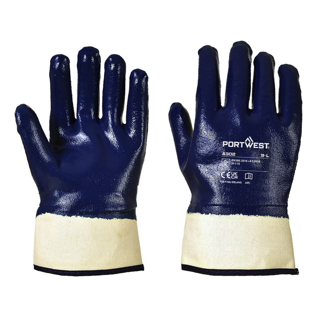A302 - Grip Nitrile Fully Dipped Safety Cuff Navy