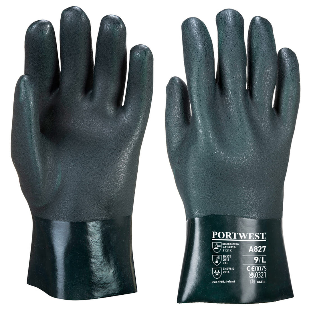 A827 - Chem 270 PVC Double Dipped Gauntlet Green