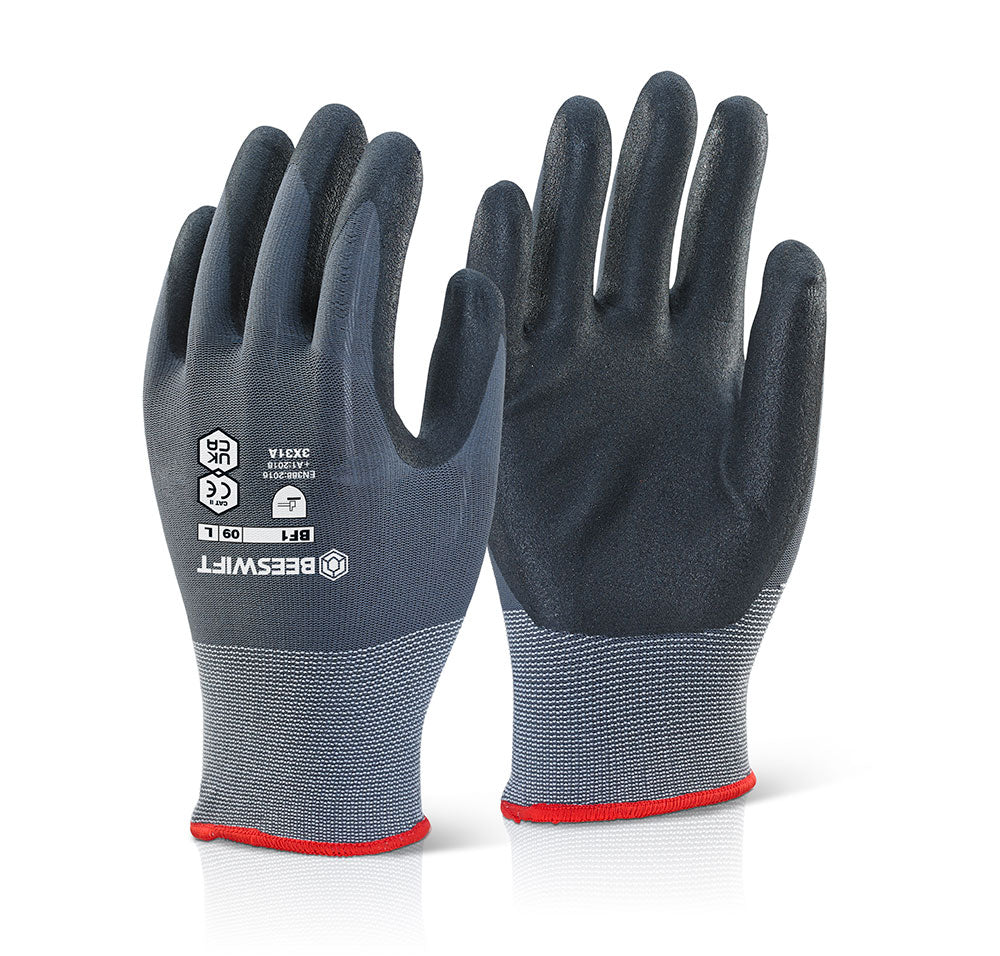 Nitrile Pu Mix Coated Gloves Black/grey