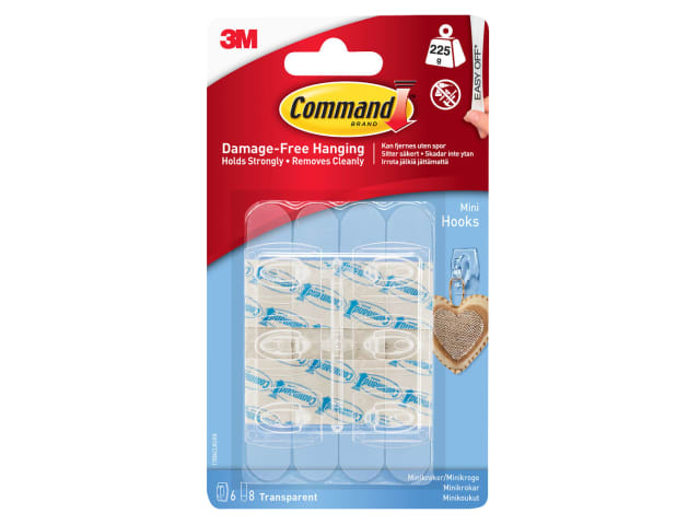Mini Hooks + Strips Clear x 6