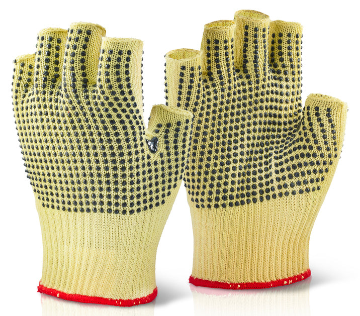 Reinforced Fingerless Dotted Gloves Yellow