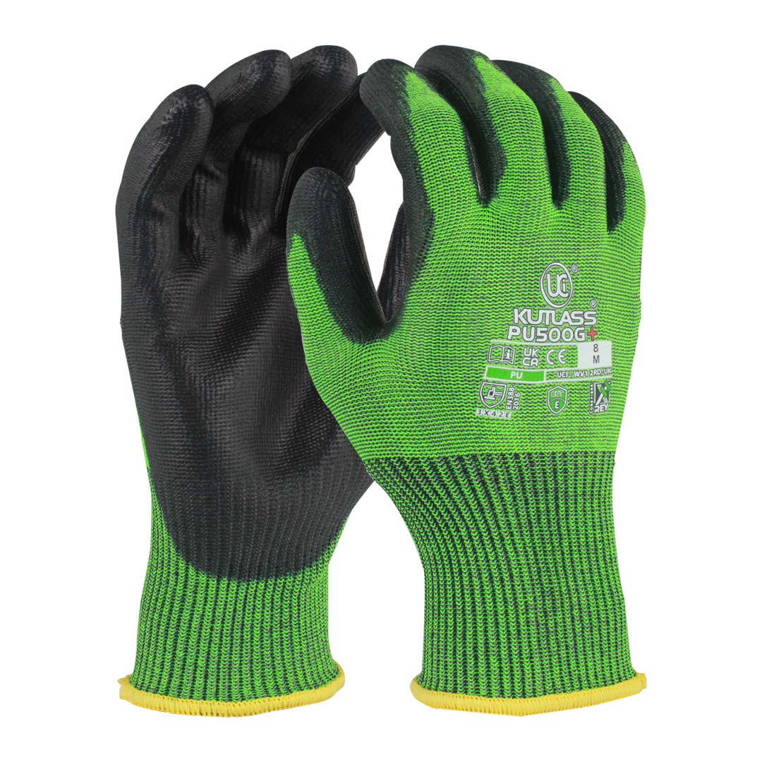 Kutlass PU500G+ - Premium Green ISO Cut E XREY Yarn PU Coating