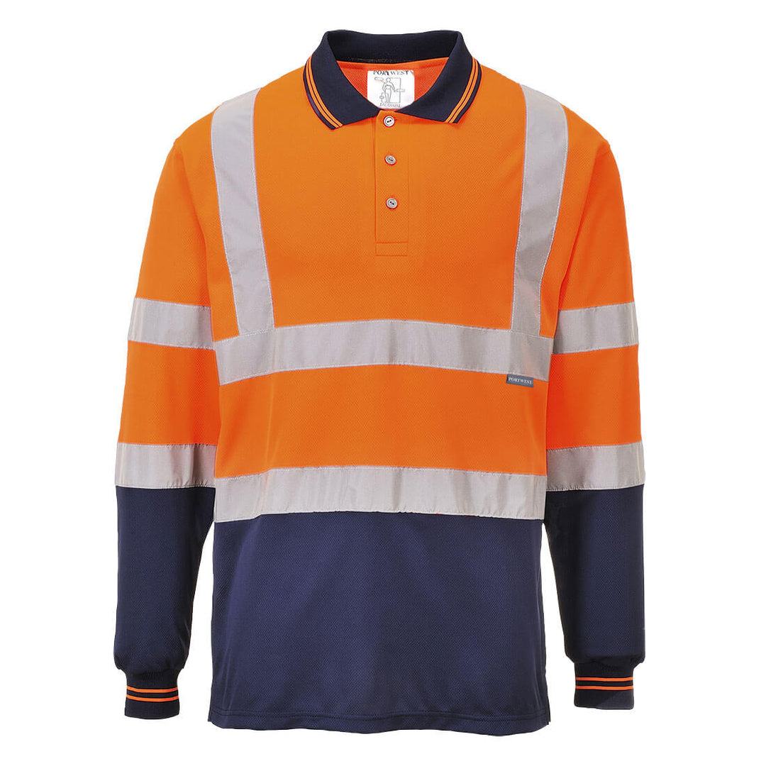 S279 - Hi-Vis Contrast Polo Shirt Long Sleeve