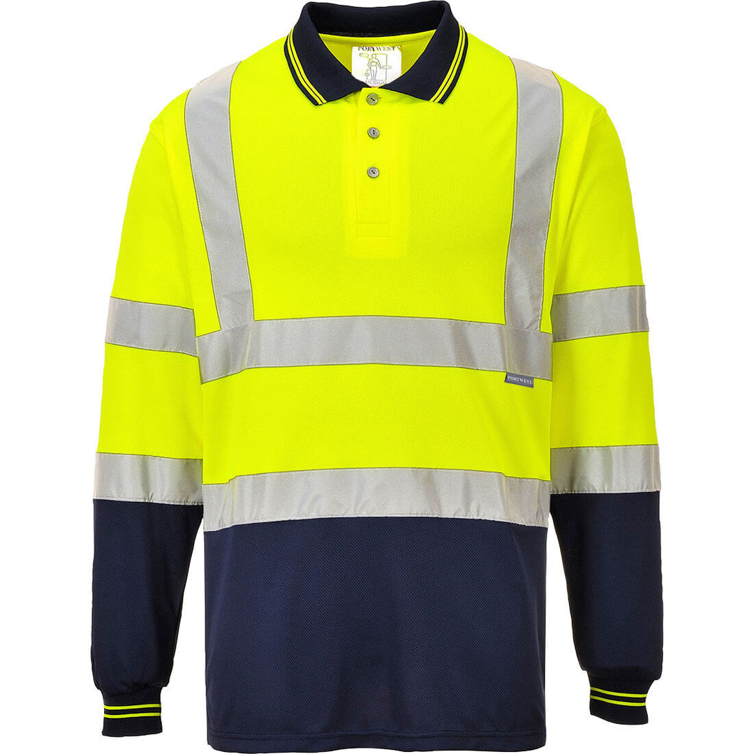 S279 - Hi-Vis Contrast Polo Shirt Long Sleeve