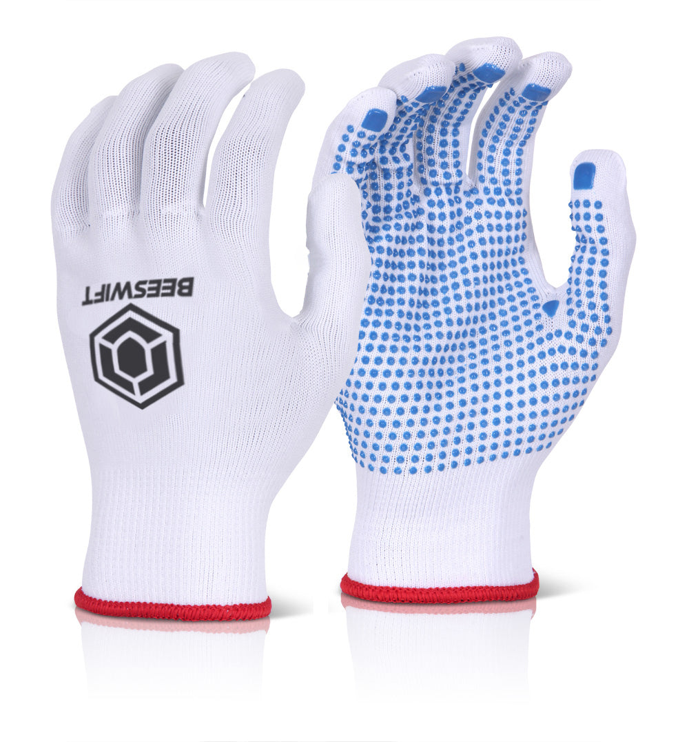 Tronix Blue Dot Gloves - Pack Of 10 White