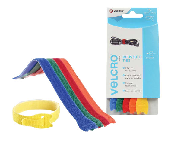 ONE-WRAP® Reusable Ties (5) 12mm x 20cm Multi-Colour