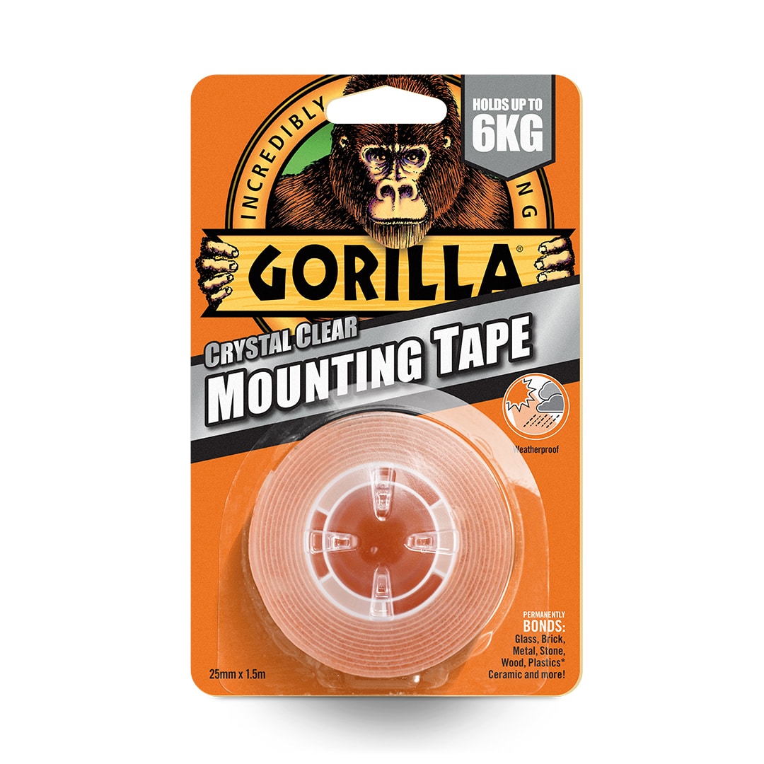 Gorilla Heavy-Duty Mounting Tape 25.4mm x 1.52m Crystal Clear